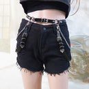 Women Skirt Belt Female Pu Leather Hiphop Rock Nightclub Sexy Jeans Dress Heart Punk Belt With Metal Waist Chain 383