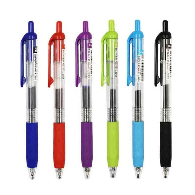 6/7pcs/set 0.5mm Roller Pen Black/Red/blue Color ink Straight Liquid Rollerball Gel Pen for School Office Stationery Kawaii