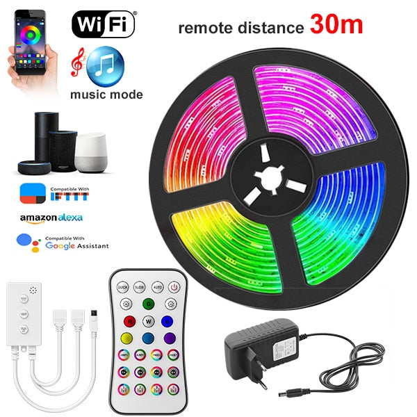 NEW WIFI LED Strip Light RGB 5050/2835 Flexible Ribbon Fita RGB Led Lights Tape Diode 20M-5M DC 12V and WIFI Controller