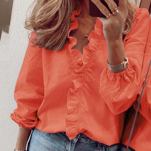 Elegant Boho Floral Print Slim Shirt Office Lady Retro Tops Women Casual Short Sleeve Sexy V-neck Ruffles Blouse 2020 Summer