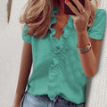 Elegant Boho Floral Print Slim Shirt Office Lady Retro Tops Women Casual Short Sleeve Sexy V-neck Ruffles Blouse 2020 Summer