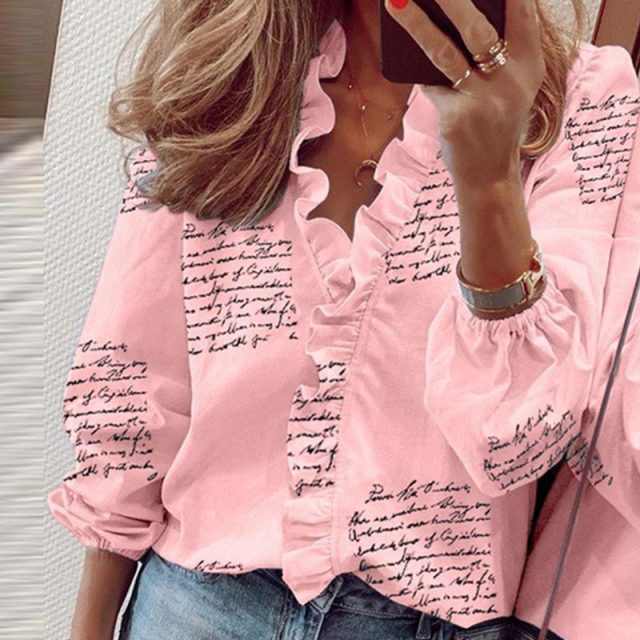 Elegant Boho Floral Print Slim Shirt Office Lady Retro Tops Women Casual Short Sleeve Sexy V-neck Ruffles Blouse 2020 Summer