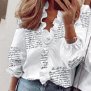 Elegant Boho Floral Print Slim Shirt Office Lady Retro Tops Women Casual Short Sleeve Sexy V-neck Ruffles Blouse 2020 Summer