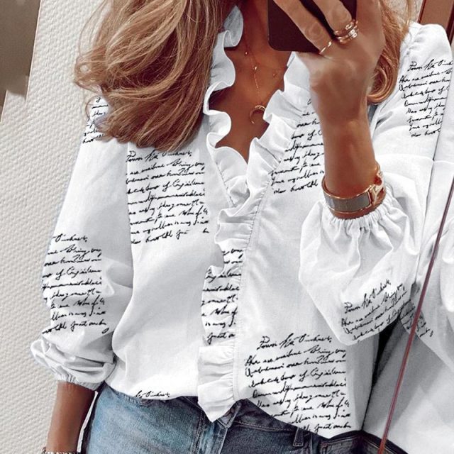 Elegant Boho Floral Print Slim Shirt Office Lady Retro Tops Women Casual Short Sleeve Sexy V-neck Ruffles Blouse 2020 Summer