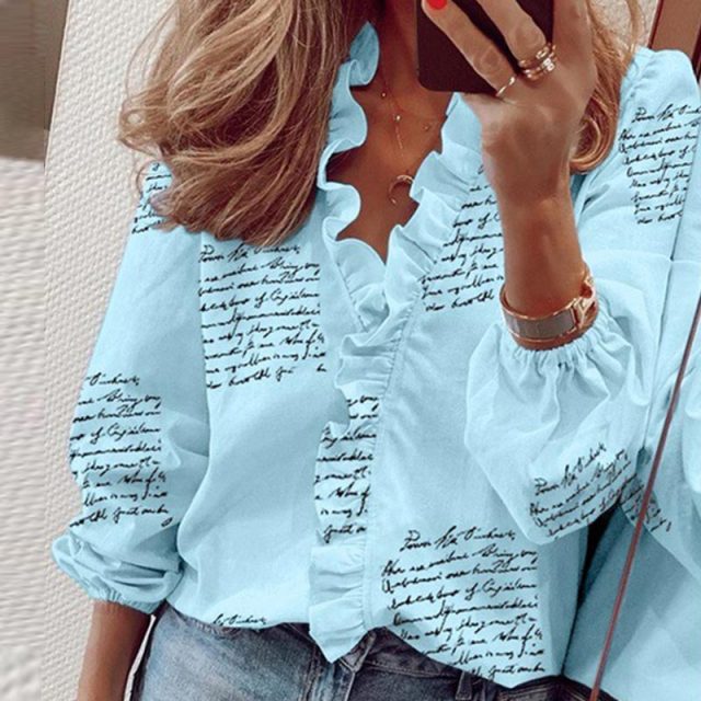 Elegant Boho Floral Print Slim Shirt Office Lady Retro Tops Women Casual Short Sleeve Sexy V-neck Ruffles Blouse 2020 Summer