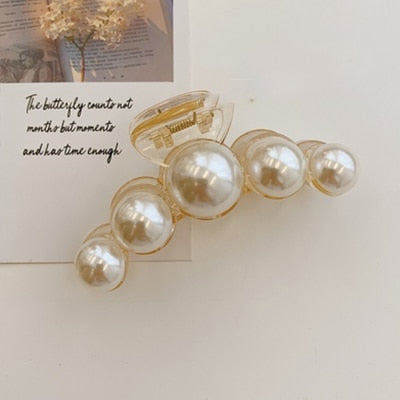 AOMU 2020 New Hyperbole Big Pearls Acrylic Hair Claw Clips Big Size Makeup Hair Styling Barrettes for Women Hair Accessories