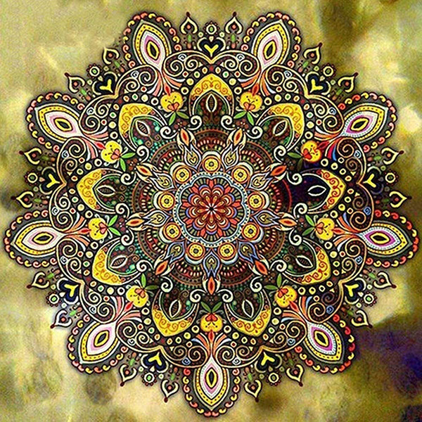 HOMFUN Square Round Drill 5D Diamond Painting Environmental Crafts Full Diamond Embroidery "Mandala kaleidoscope" Home decor