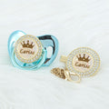 MIYOCAR Personalized rose red crown name bling pacifier and pacifier clip BPA free dummy bling unique design PCG-1