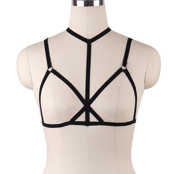 Women  Fetish Chest Bondage Harness Lingerie Harajuku Sexy Body Harness Bra Erotic Body Cage Bra Gothic Suspenders Garter Belt