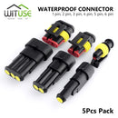 TSLEEN 5Pcs Waterproof 1/2/3/4/5/6 Pin Way Seal Quad Bike 12A IP68 Electrical Automotive Wire Connector Plug Terminals Truck Car