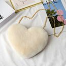 Crossbody Bags for Women Rex Rabbit Fur Love Bag Peach Heart Bag Chain Bag Fashion Shoulder Cross-chain Female Bag