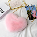 Crossbody Bags for Women Rex Rabbit Fur Love Bag Peach Heart Bag Chain Bag Fashion Shoulder Cross-chain Female Bag