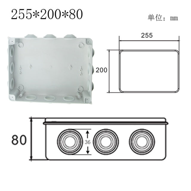 Outdoor waterproof power box ABS plastic IP65 electric control box DIY indoor wire shell connection cable branch junction box