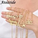 Atoztide Custom letter Necklaces Personalized Jewelry Chain Pendant name gold necklace for women stainless steel Gifts