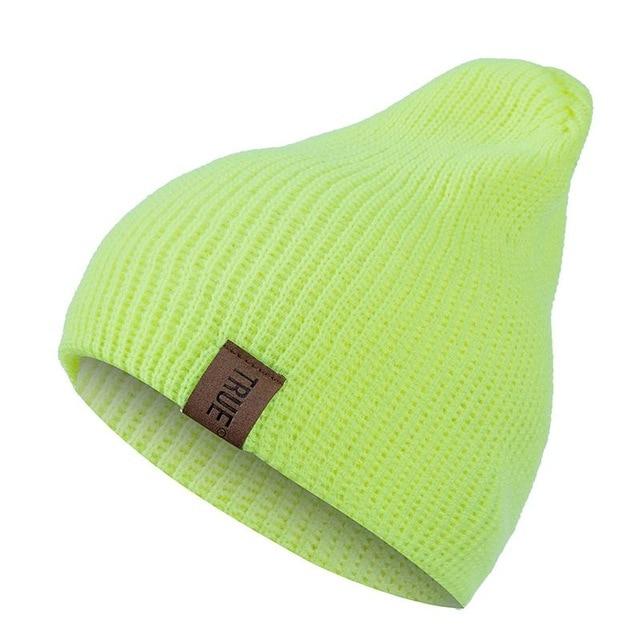 1 Pcs Hat PU Letter True Casual Beanies for Men Women Warm Knitted Winter Hat Fashion Solid Hip-hop Beanie Hat Unisex Cap