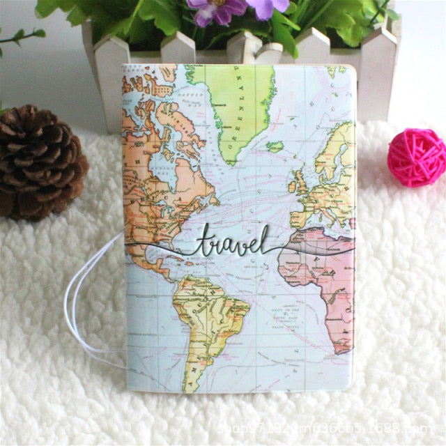 Creative New World Map Passport Cover Wallet Bag ID Address Holder Portable PU Leather Boarding Wallet Case Travel Accessories