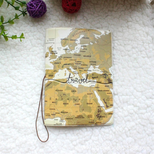 Creative New World Map Passport Cover Wallet Bag ID Address Holder Portable PU Leather Boarding Wallet Case Travel Accessories