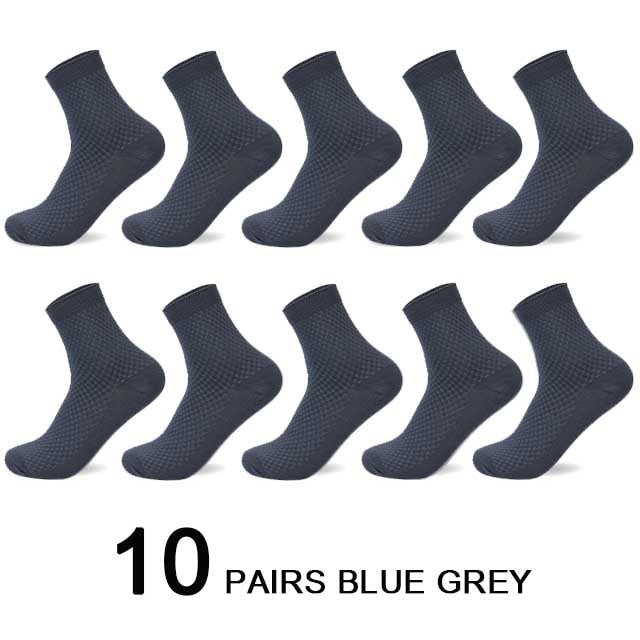 10 Pairs/Lot Men Bamboo Fiber Socks 2020 Hot Compression Autumn Long Black Business Casual Man Dress Sock Gifts Plus Size 42-45