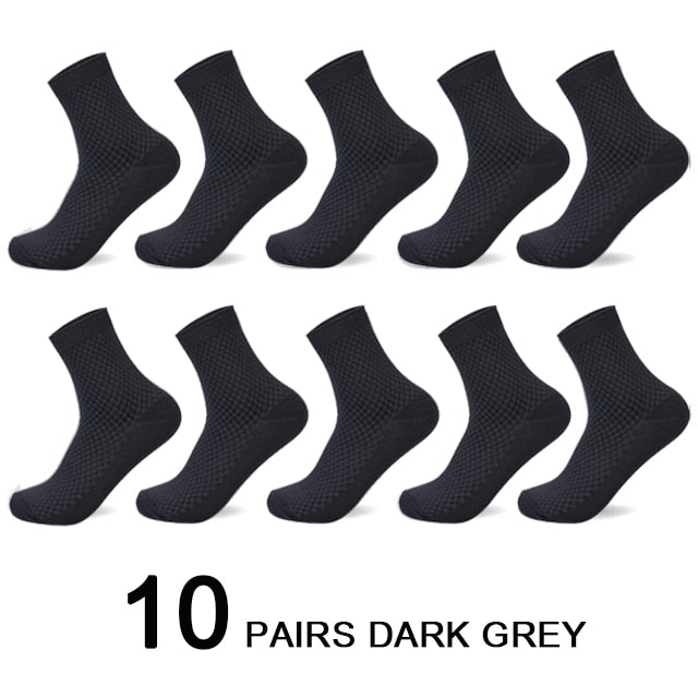10 Pairs/Lot Men Bamboo Fiber Socks 2020 Hot Compression Autumn Long Black Business Casual Man Dress Sock Gifts Plus Size 42-45
