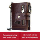 Free Engraving Cowhide Genuine Leather Men Wallet Coin Purse Mini Card Holder Chain PORTFOLIO Portomonee Male Walet Pocket Chain