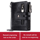 Free Engraving Cowhide Genuine Leather Men Wallet Coin Purse Mini Card Holder Chain PORTFOLIO Portomonee Male Walet Pocket Chain