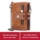 Free Engraving Cowhide Genuine Leather Men Wallet Coin Purse Mini Card Holder Chain PORTFOLIO Portomonee Male Walet Pocket Chain