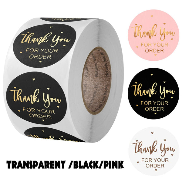"THANK you for your order"sticker for envelope sealing labels sticker black pink transparent gold sticker stationery supply