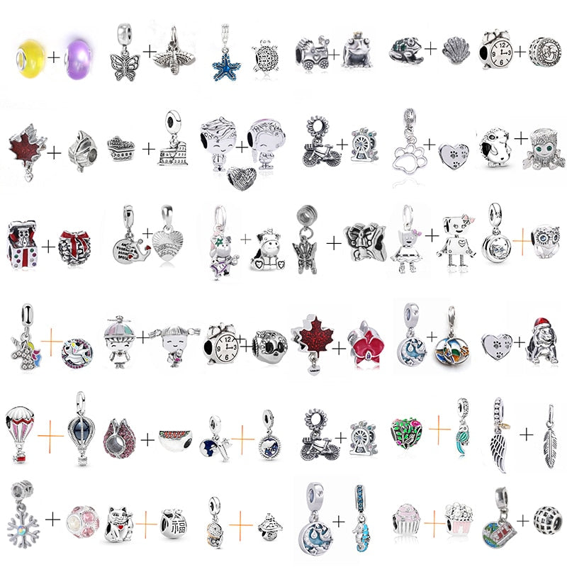2pcs/Lot The Little Mermaid Princess and Minnie Beads Fit Brand Charms Bracelet Necklace For Woman Jewelry Making Accessories