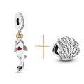 2pcs/Lot The Little Mermaid Princess and Minnie Beads Fit Brand Charms Bracelet Necklace For Woman Jewelry Making Accessories