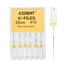 6Pcs/Pack AZDENT Dental Hand Use K-Files 25mm Stainless Steel Endodontic Root Canal Files Dentist Tools Dental Lab Instruments