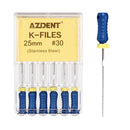 6Pcs/Pack AZDENT Dental Hand Use K-Files 25mm Stainless Steel Endodontic Root Canal Files Dentist Tools Dental Lab Instruments