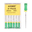 6Pcs/Pack AZDENT Dental Hand Use K-Files 25mm Stainless Steel Endodontic Root Canal Files Dentist Tools Dental Lab Instruments