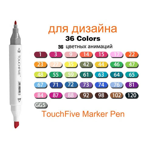 TouchFive Markers 12/80/168 Color Sketch Art Marker Pen Double Tips  Alcoholic Pens For Artist Manga Markers Art Supplies School