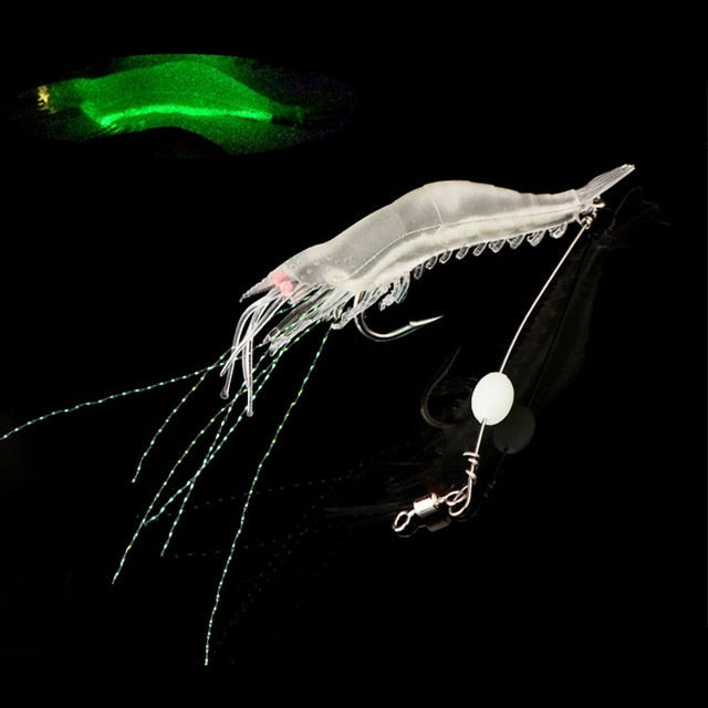 5pcs/Lot Luminous Shrimp Soft Lure Artificial Silicone Bait With Hooks Swivels Lures Set Anzois Sabiki Rigs Fishing Tackle