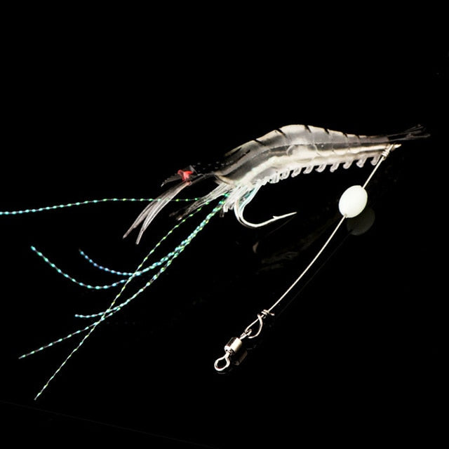 5pcs/Lot Luminous Shrimp Soft Lure Artificial Silicone Bait With Hooks Swivels Lures Set Anzois Sabiki Rigs Fishing Tackle