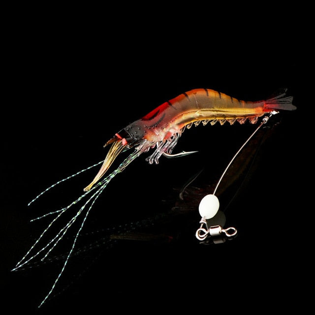 5pcs/Lot Luminous Shrimp Soft Lure Artificial Silicone Bait With Hooks Swivels Lures Set Anzois Sabiki Rigs Fishing Tackle