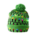 Christmas Hats Sweater Santa Elk Knitted Beanie Hat With LED Light Up Cartoon Patteren Christmas Gift For Kids New Year Supplies