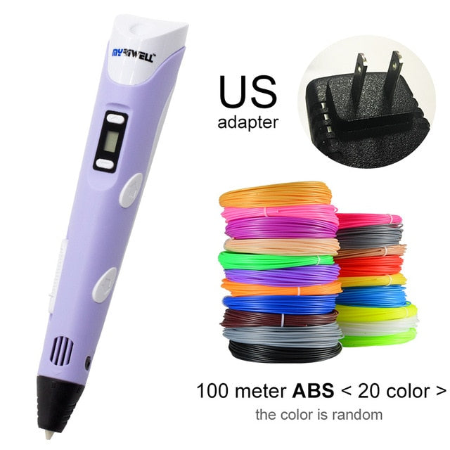 Myriwell 3D Pen DIY 3D Printer Pen Drawing Pens 3d Printing Best for Kids With ABS Filament 1.75mm Christmas Birthday Gift
