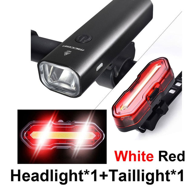 Bicycle Light LED Bike Super Bright Front Rear Lighting Set Lantern For Cycling Flashlight USB Rechargeable COB Lamp Accessories