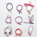 8/9/12/16/25PCS Pure and Fresh Sweet starry sky Series Maiden Elastic Hair Bands Ribbon Flowers Pentagram Rabbit ears Hair Clips