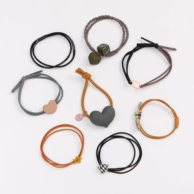 8/9/12/16/25PCS Pure and Fresh Sweet starry sky Series Maiden Elastic Hair Bands Ribbon Flowers Pentagram Rabbit ears Hair Clips