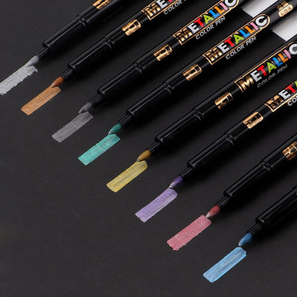 8pc set metalli color Pen Art Marker brush pen mark write Stationery Student Office school supplies Calligraphy pen