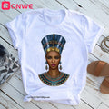 Women Beautiful African White Funny Print T shirt Girl Black Queen Lip Harajuku 90s Clothes,Drop Ship