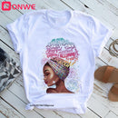 Women Beautiful African White Funny Print T shirt Girl Black Queen Lip Harajuku 90s Clothes,Drop Ship