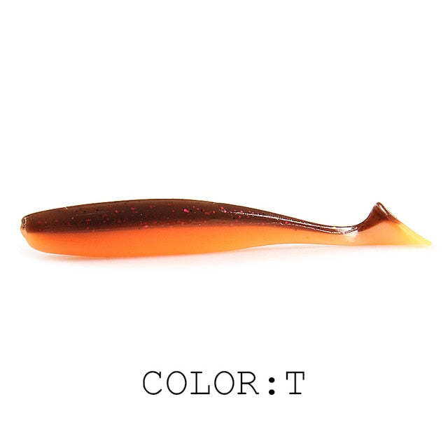 Supercontinent  Soft Lures 50mm 75mm 100mm  Baits Fishing Lure Leurre Shad Double Color Silicone Bait T Tail Wobblers