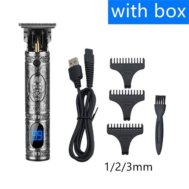 USB Rechargeable Hair Trimmer Electric Cordless Skeleton Hair Clipper Shaver Trimmer Men Barber Hair Cutting Machine 0mm Razor