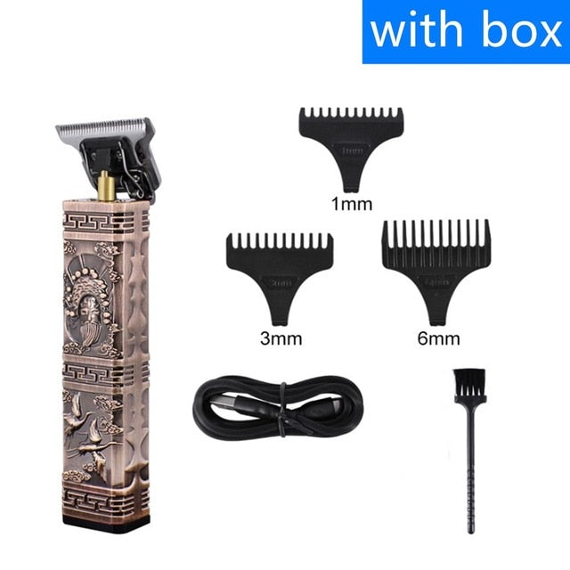 USB Rechargeable Hair Trimmer Electric Cordless Skeleton Hair Clipper Shaver Trimmer Men Barber Hair Cutting Machine 0mm Razor
