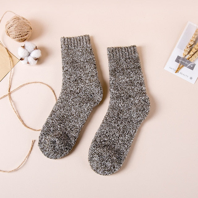 Winter Men's Super Thick Warm High Quality Harajuku Retro Snow Casual Antifreeze Wool Socks 3 Pair