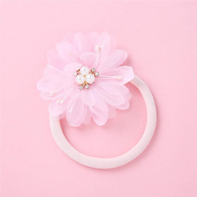 Balleenshiny Infant Child Hair Band Three-dimensional Alloy Rhinestone Crown Headdress Baby Girl Mesh Elastic Headband Turban