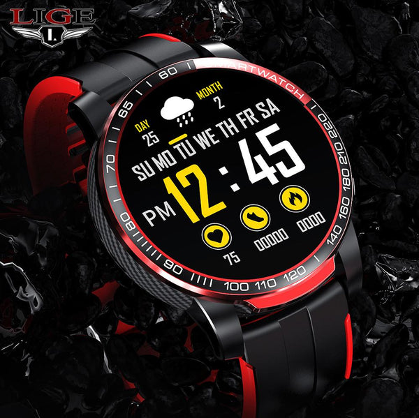 LIGE Men Smart Watch Men Bluetooth Call Waterproof Sports Fitness Watch Health Tracker Weather smartwatch Women For Android Ios